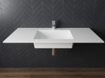Plan vasque Design, fabrication sur mesure, Largeur 60 à 200 cm x Profondeur 40 à 60 cm, résine minérale ACRYSTONE® SOLID-SURFACE Finition lisse blanc mate, Livraison Offerte et Rapide.